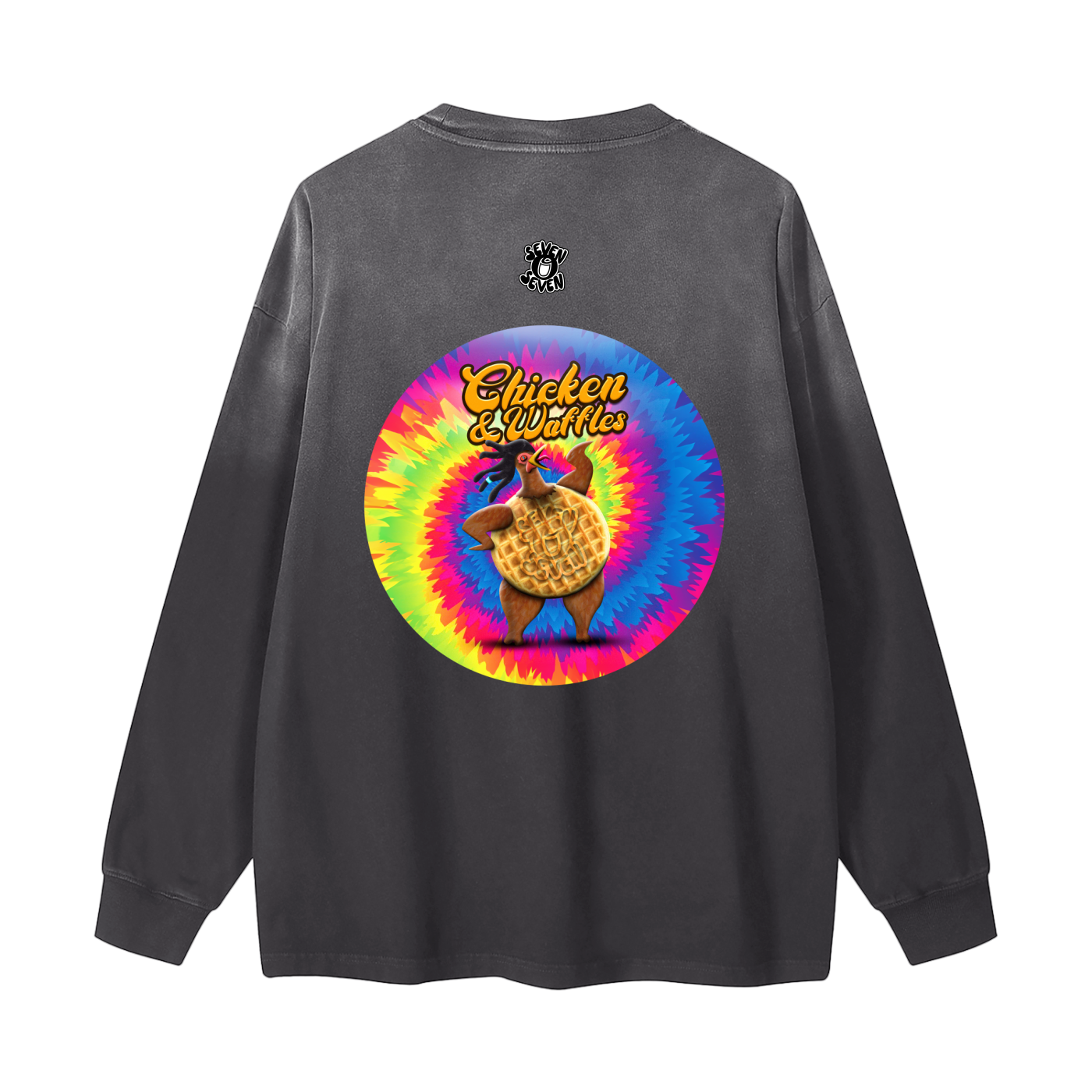 Chicken and Waffles Gradient Washed Long Sleeve T-Shirt