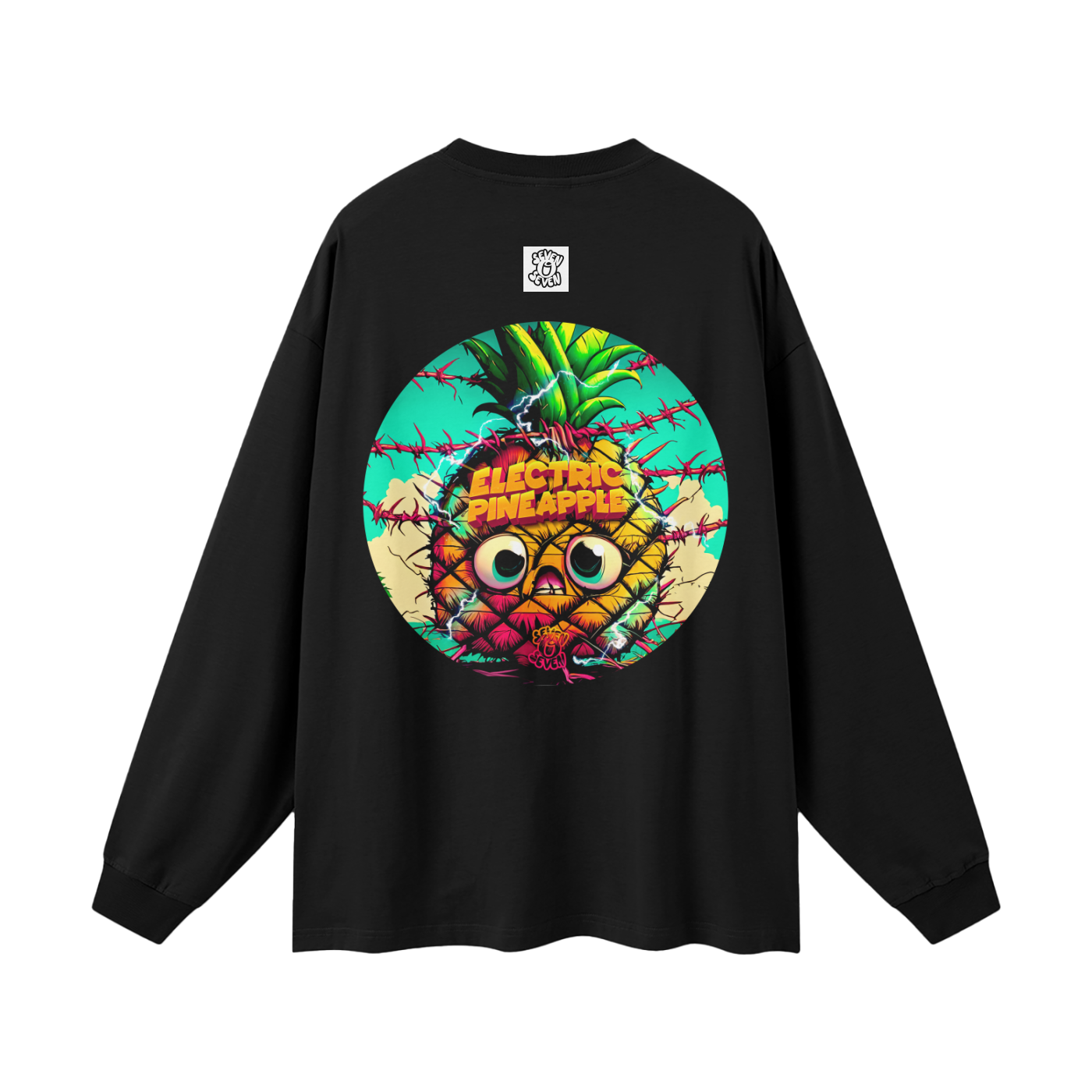 'Electric Pineapple' SOS Long Sleeve Tee (Black)