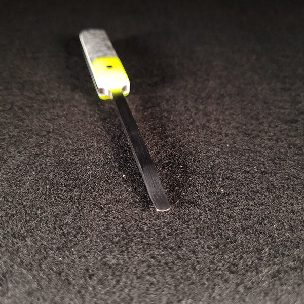 Kal Hooto Creations - Slim Stainless Steel Slab Stick - UV Yellow & Purple Handle