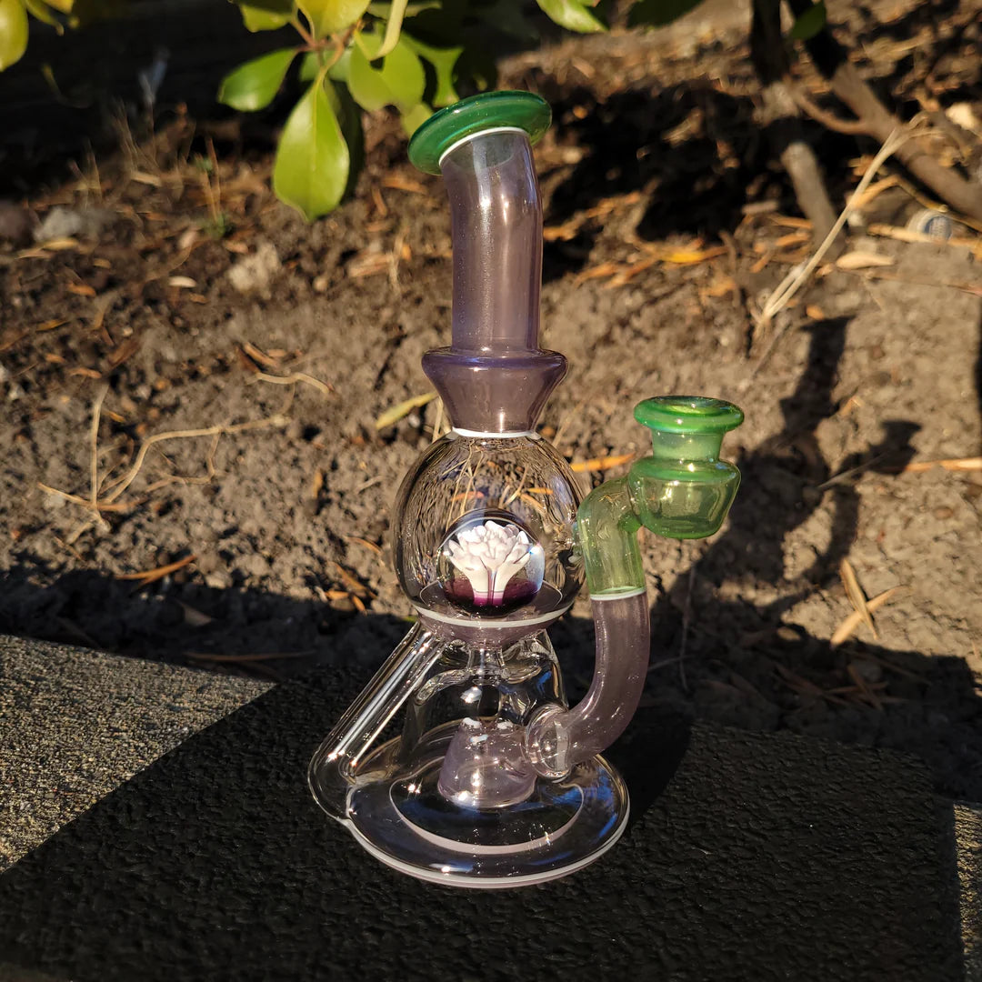 OmGlass.Co - Wildberry & Plantphibian over White Satin Vasuki 2025