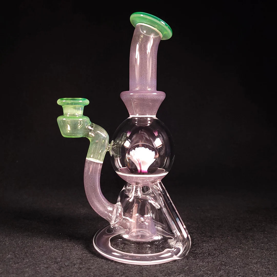 OmGlass.Co - Wildberry & Plantphibian over White Satin Vasuki 2025