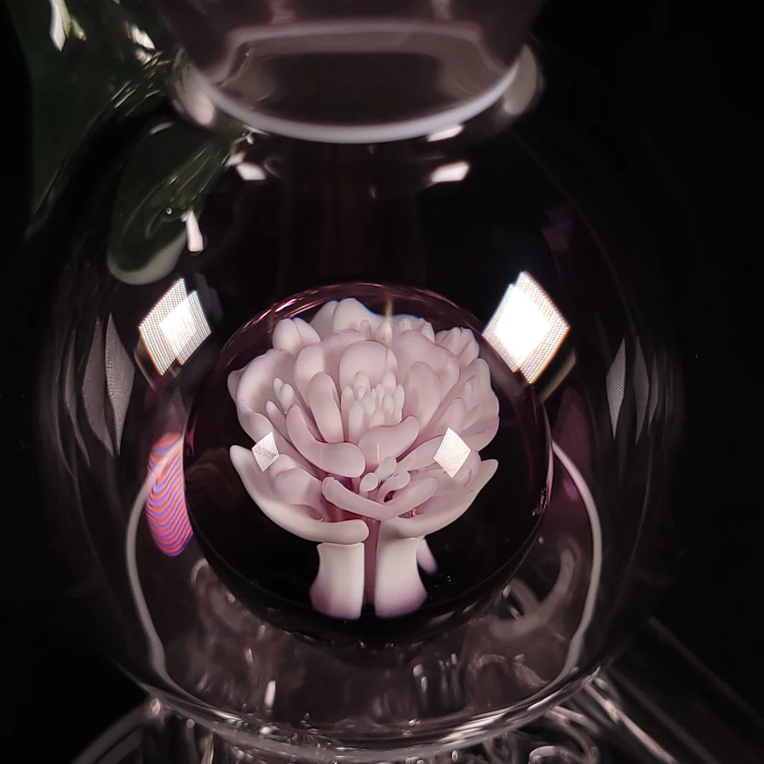 OmGlass.Co - Wildberry & Plantphibian over White Satin Vasuki 2025