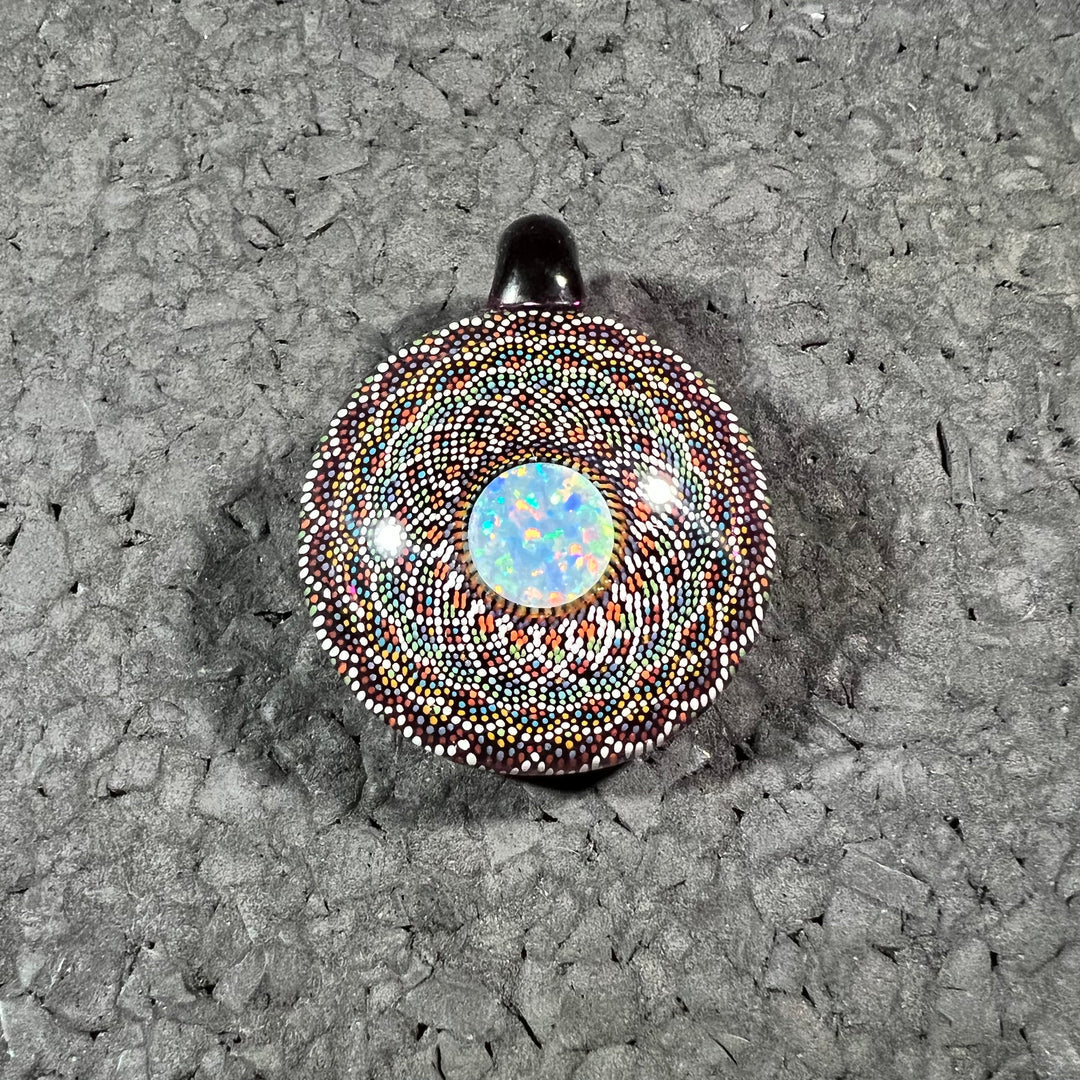 JH Glass - Sacred Geometry Dotwork Pendant - Gold Amethyst