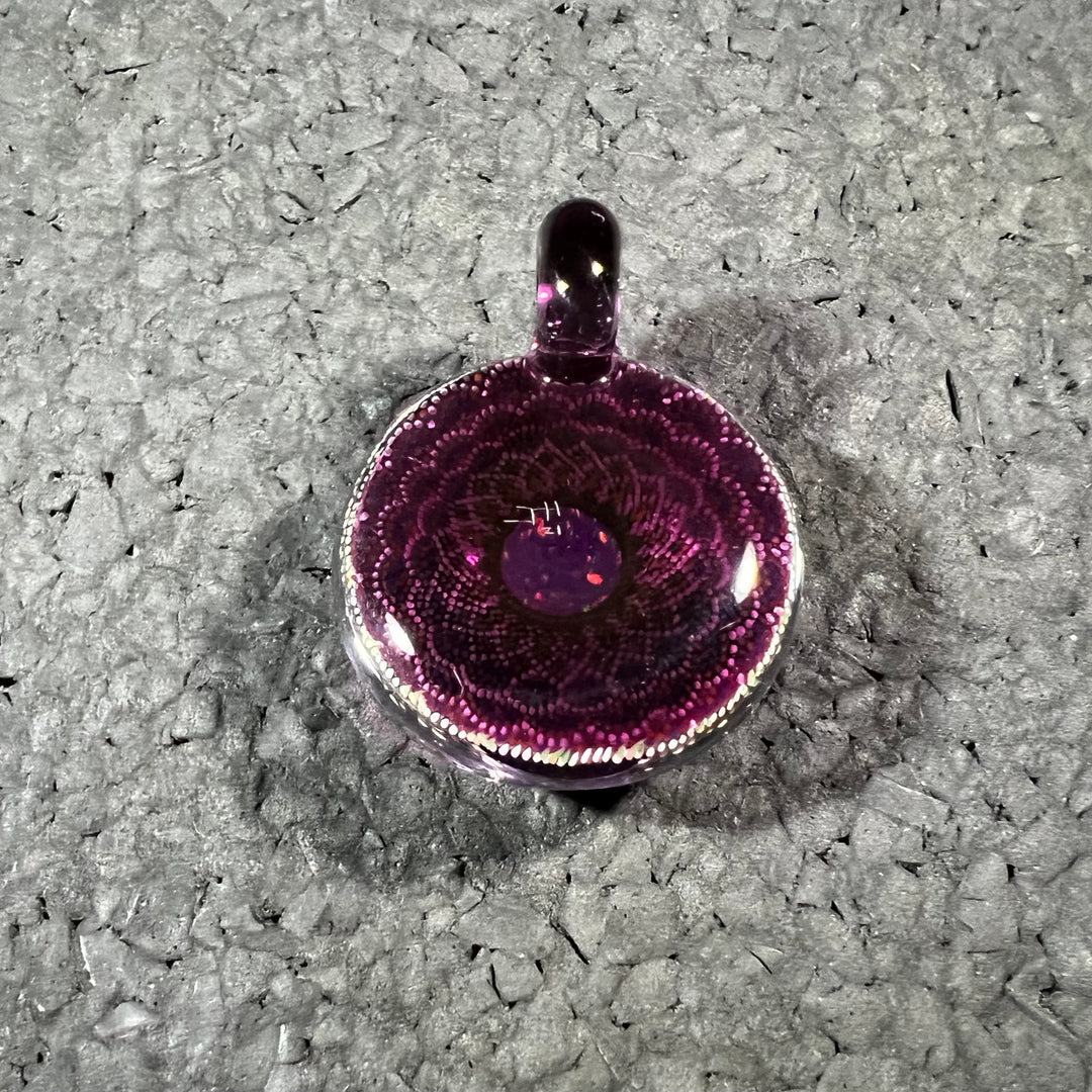 JH Glass - Sacred Geometry Dotwork Pendant - Gold Amethyst